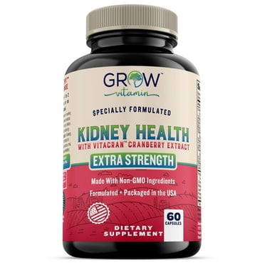 Grow Vitamin VitaCran Kidney Health Supplement, Detox & Cleansing, Organic Cranberry Extract, 60 Capsules