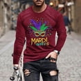 thumbnail image 1 of TIMIFIS Mardi Gras T-Shirts à Manches Longues pour Hommes Grande Taille Imprimés Carnaval Classique Col Rond Hauts, 1 of 5