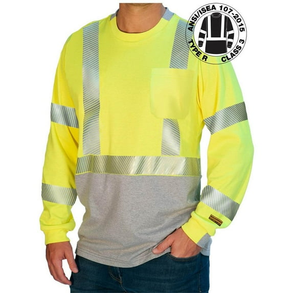 Benchmark FR Arc and Flame Resistant HiVis Long Sleeve Shirt with Reflective Striping - Made in the USA