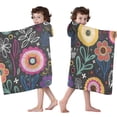 thumbnail image 4 of Multicolor Cartoon Floral Pattern Hooded Bath Towel，50"x30" for Ages 3 To 12 Kids, Quick Dry Lightweight Soft Microfiber Hood Beach Towel Cover Up for Kids, 4 of 7