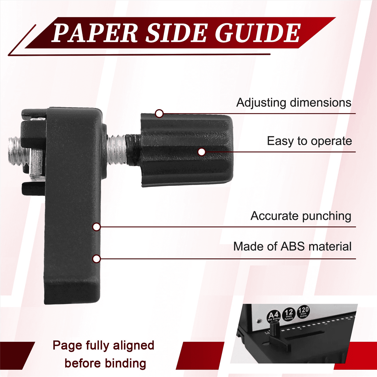 comb binding machine adjustable paper stop guide