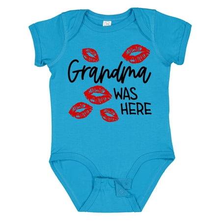 

Inktastic Grandma Was Here Red Kisses Gift Baby Boy or Baby Girl Bodysuit