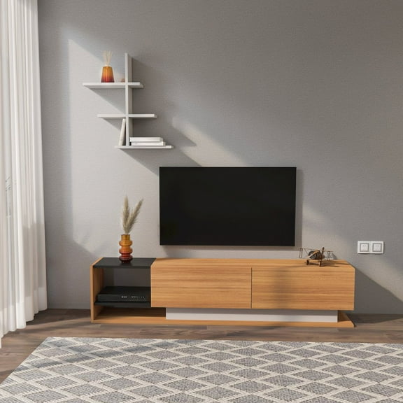 Decorotika Liza Tv Stand - Teak White Black