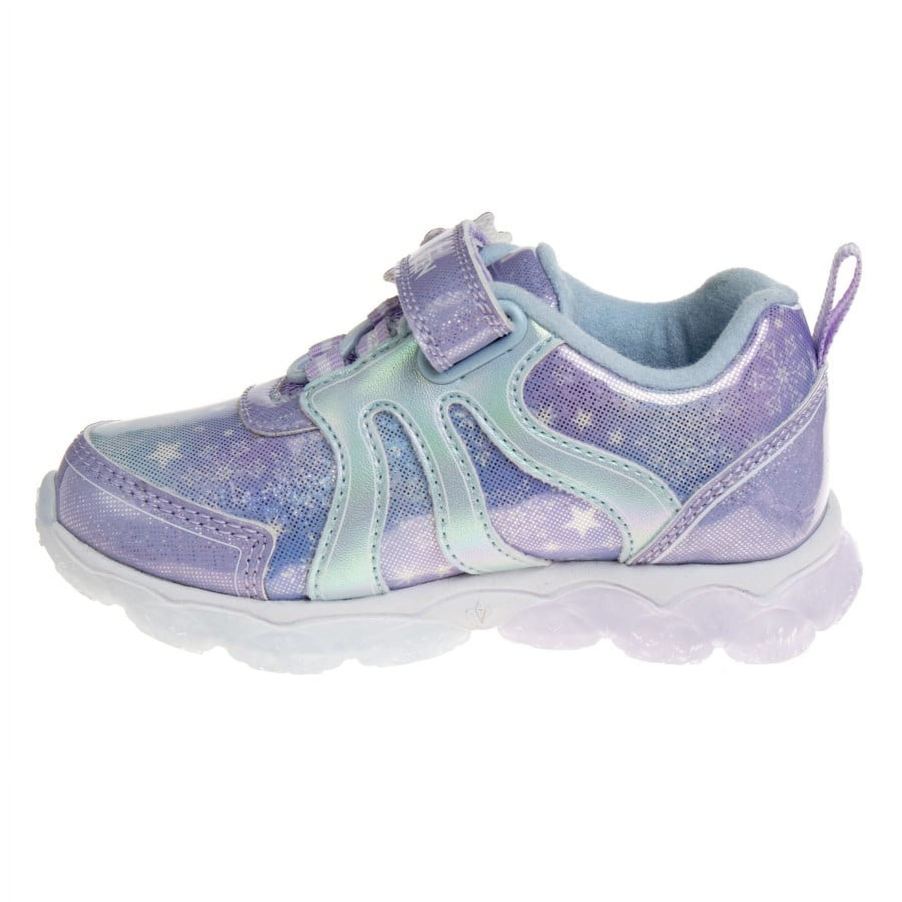 Disney Frozen Toddler Girls Sneakers with 4 White Lights, Purple Blue, Size: 8