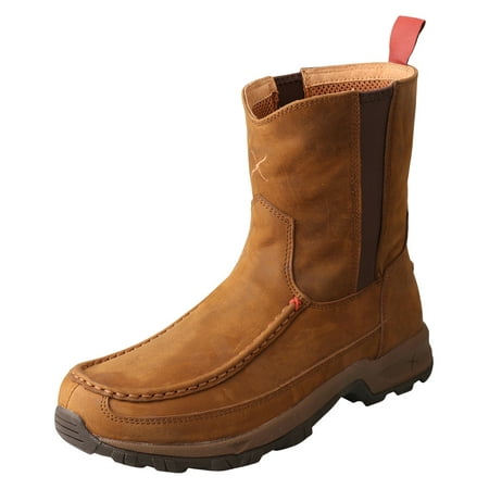 

Men s Twisted X MHKB003 8 Moc Toe Pull On Hiker Boot Distressed Saddle Full Grain Leather 14 M