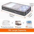 thumbnail image 4 of Paquete de 3 bolsas de almacenamiento debajo de la cama, 75 l, plegables, para ropa, gran capacidad, con ventana transparente, asas reforzadas, organizador con cremallera, sin W, 4 of 5