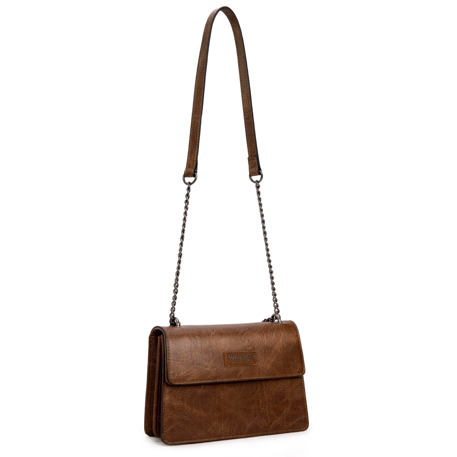 Wrangler Crossbody Purse for Women Shoulder Bag Vintage Wallets with Chain Strap, Brown