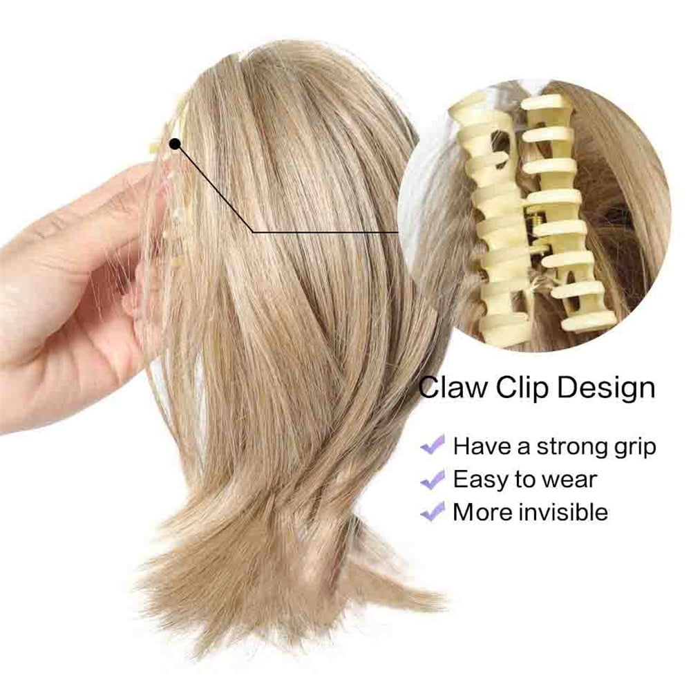Messy Straight Hair Bun Hairpiece Synthetic Straight Pony Tail Short Claw Clip Ponytail Extensions for Women
