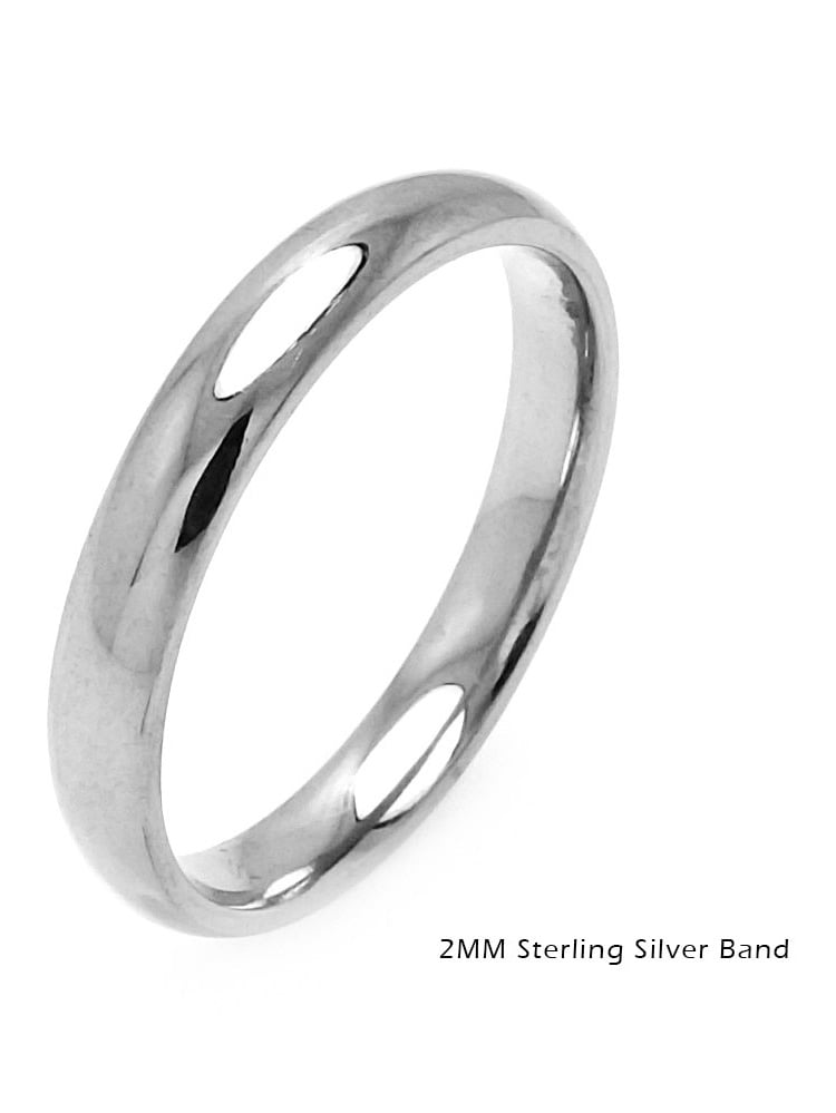 Princess Kylie 925 Sterling Silver Plain Wedding Band Ring