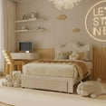 thumbnail image 4 of Full Size LED Bed Frame,Velvet Upholstered Platform Bed with Adjustable Petal Headboard,Wooden Slats Supports,No Box Spring Needed,Easy Assembly, 4 of 4