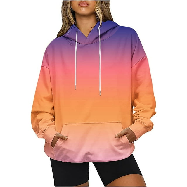 ICHUANYI Clearance Women's Casual Fall And Winter Long-Sleeved Fashion Printed Hooded Tops Sweatshirt(Multicolor, S) ICHUANYI WER2023081403777