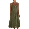 thumbnail image 2 of Summer Dresses for Women Casual Backless Spaghetti Strap V Neck Loose Flowy Beach Vacation Maxi Cotton Linen Dress,Sizes S-2XL, 2 of 6