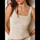 thumbnail image 5 of Camisetas Sin Mangas Ajustadas con Cuello Cuadrado para Mujer, de Doble Capa, Sin Costuras, Ajustadas, Básicas, -Verano 2025 Albaricoque L, 5 of 7