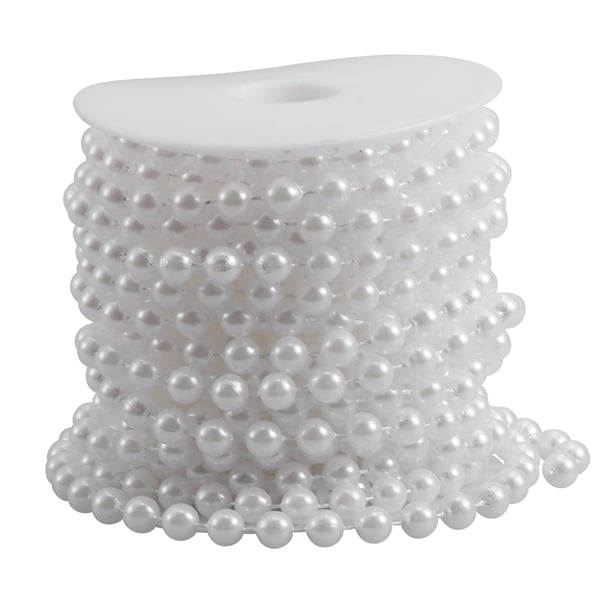 EeaseMX Guirnalda de perlas acrílicas de 10 m, cadena de carrete para decoración de bodas, ramos de novia y fiestas (blanco)