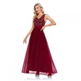 thumbnail image 2 of CHUANK Robe Maxi pour Femmes Économies Liquidation Aubaines Robe Femme Robes Formelles Robe de Soirée Col en V Sans Manches Robe de Fête Boîte de Nuit Grande Taille Été Décontractée Longues Robes Robe de Plage Fête Bordeaux, 2 of 6