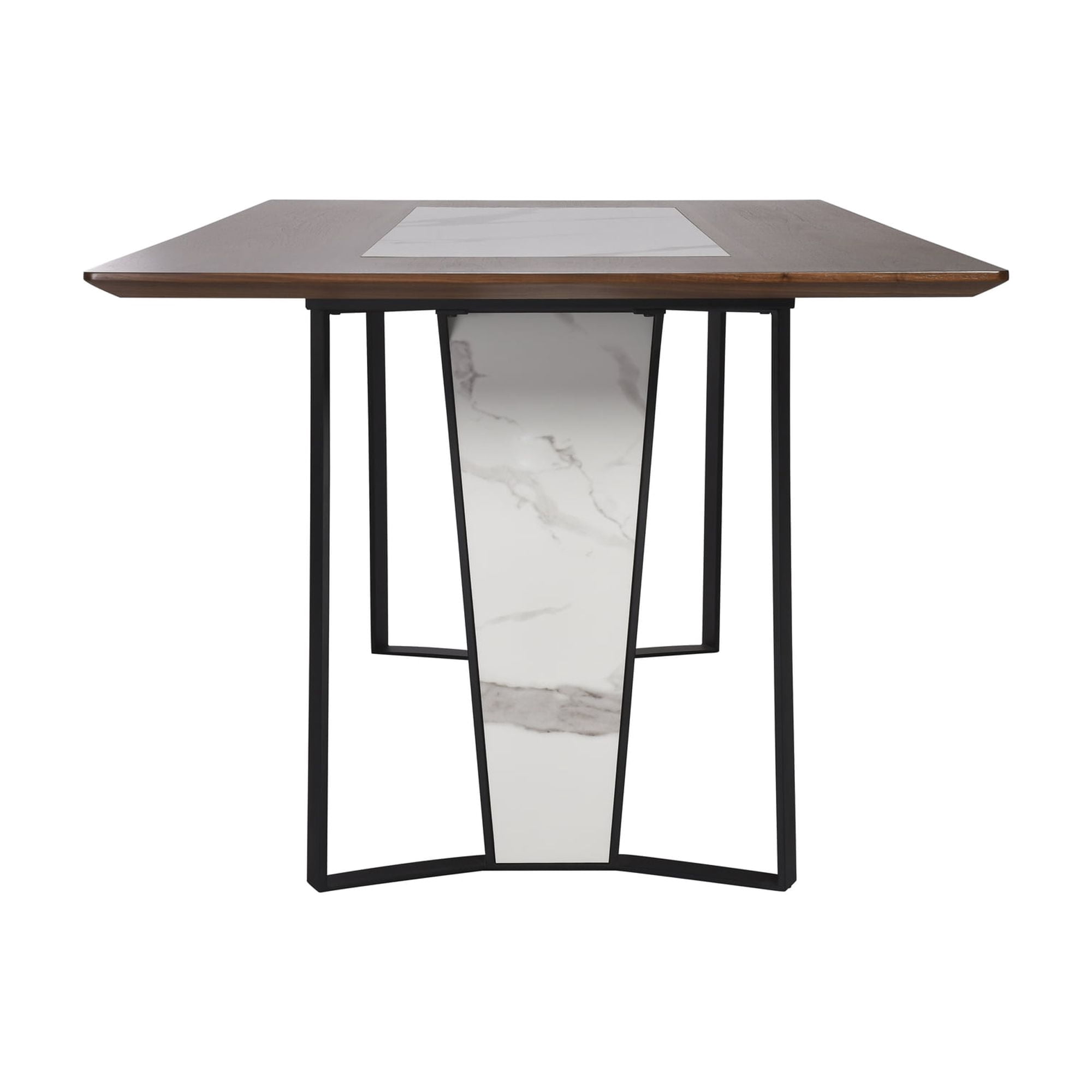 Tanya Contemporary 7-Piece Dining Set with Sintered Stone and Walnut-Finished Tabletop
