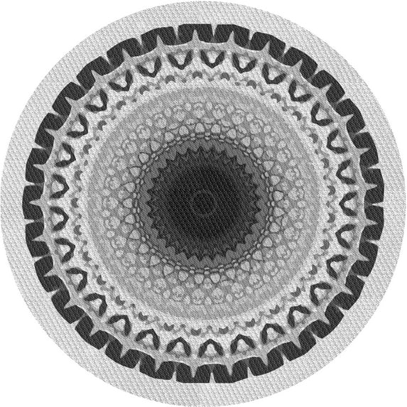 Ahgly Company Indoor Round Patterned Carbon Gray Novelty Area Rugs, 6' Round