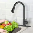 thumbnail image 3 of Buric Kitchen Faucet with Pull Down Sprayer, Stainless Steel Kitchen Sink Faucet with Deck Plate to Cover. Black, 3 of 8