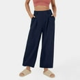 thumbnail image 2 of JGGSPWM Cotton-Linen Suit Slacks for Women High-Waist Wide Leg Pants with Casual Loose Fit Pockets Dark Blue M, 2 of 8