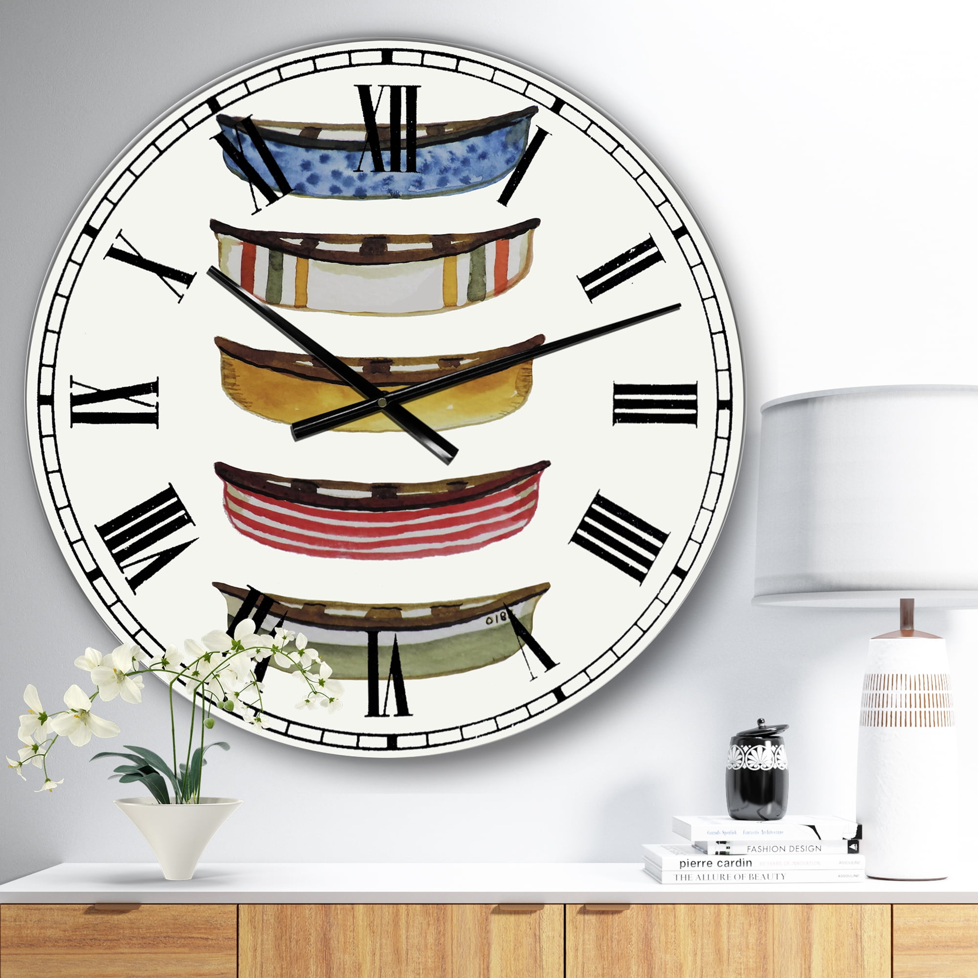 Designart Oversized Multicolor Analog Round Modern Wall Clocks, CLM25935-C23