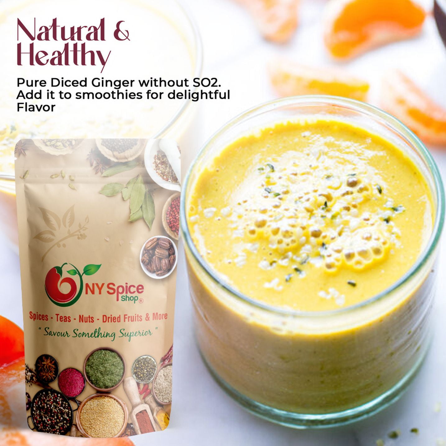 NY SPICE SHOP Diced Ginger - 3 Pound - Without SO2