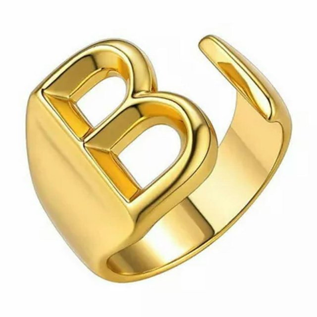 HAOAN Fashion Adjustable Initial Alphabet Letter A-Z Ring Finger Rings Women Jewellery-Silver C