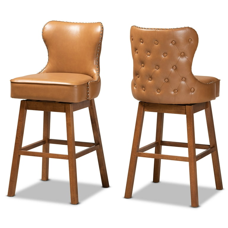 Baxton Studio Gradisca Bar Stool with Swivel Tan Set of 2