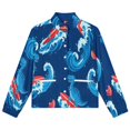 thumbnail image 4 of Jackets for Women Winter Coat Jackets Flannel Stand Collar Jacket(Surfing Dinosaurs Ocean Waves,Size:S-4XL), 4 of 7