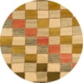thumbnail image 1 of Ahgly Company Indoor Round Abstract Orange Checkered Area Rugs, 4' Round, 1 of 6
