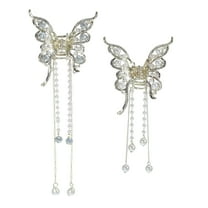 Unique Bargains 2pcs Hair Clip Classic Butterfly Tassel Hair Clip Elegant Luxurious Cute Hair Accessories for Women