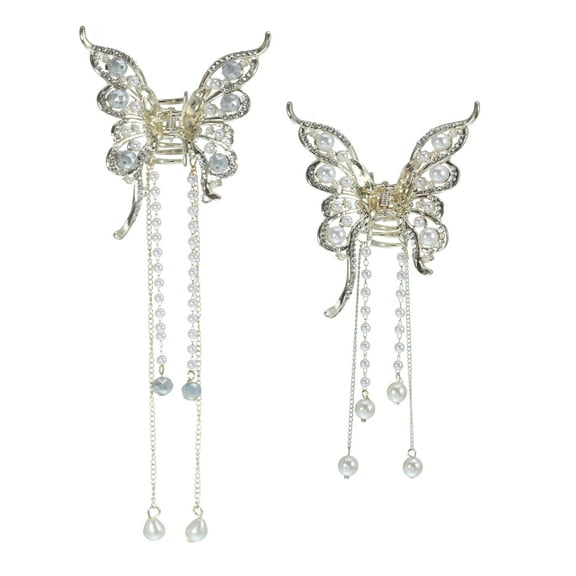 Unique Bargains 2pcs Hair Clip Classic Butterfly Tassel Hair Clip Elegant Luxurious Cute Hair Accessories for Women
