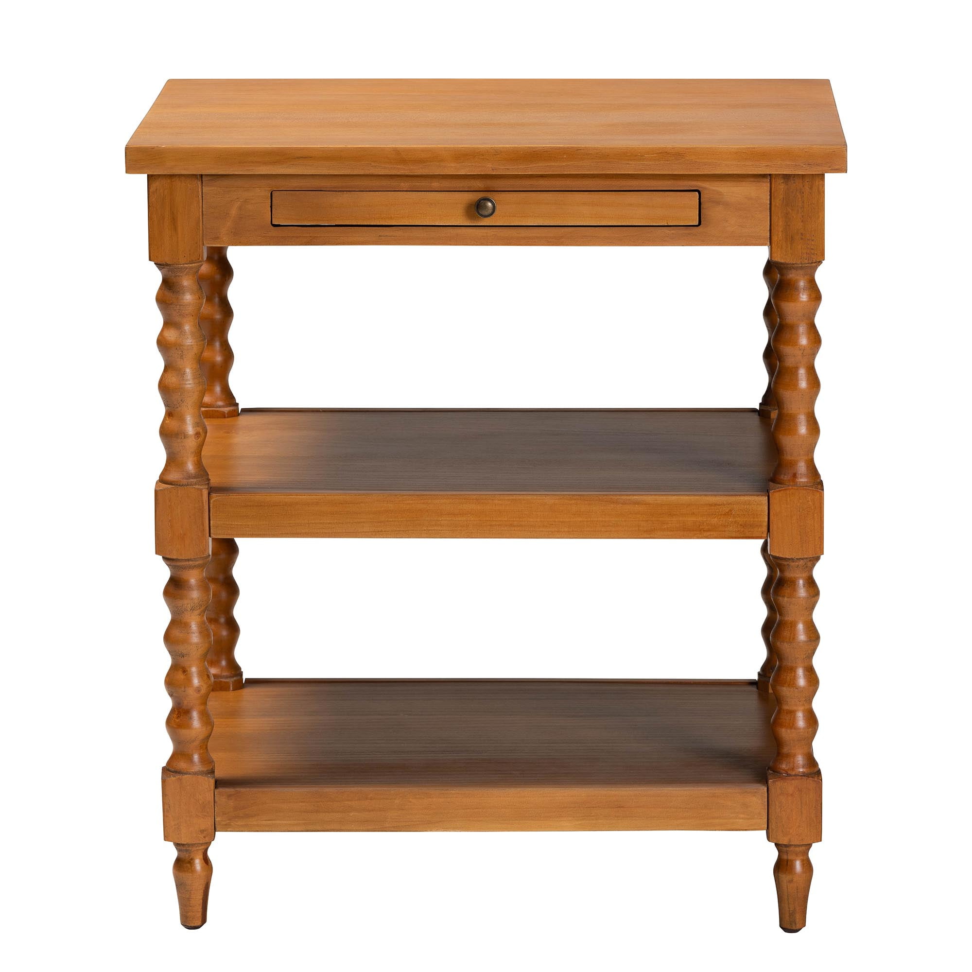 Baxton Studio Imogene Retro-Modern End Table, Turned Legs, Walnut Brown