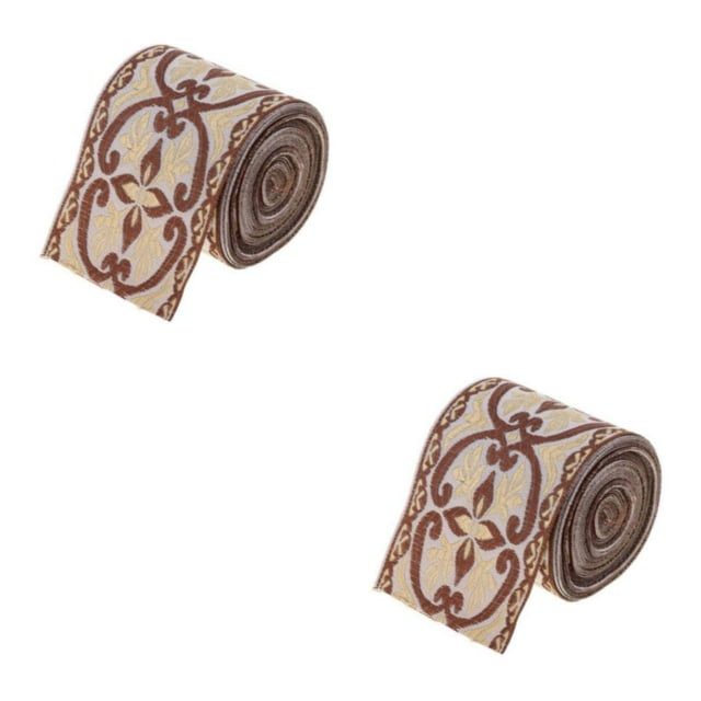 kurtrusly Wide Woven Border Ribbon Beautifully Embroidered 5 Meters/ 5 Yds Jacquard Trim Color 6cm x 5M 2Set