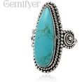 thumbnail image 5 of Natural Turquoise Long Gemstone Ring 925 Sterling Silver Statement Ring For Women Handmade Gemstone Christmas Jewellery Gift For Her (Size 11), 5 of 7