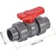 thumbnail image 2 of 32mm ID Double Union Ball Valve, 2 Pack PVC Socket Type Shut-off Valve Switch for Water Flow Control, Gray, 2 of 4