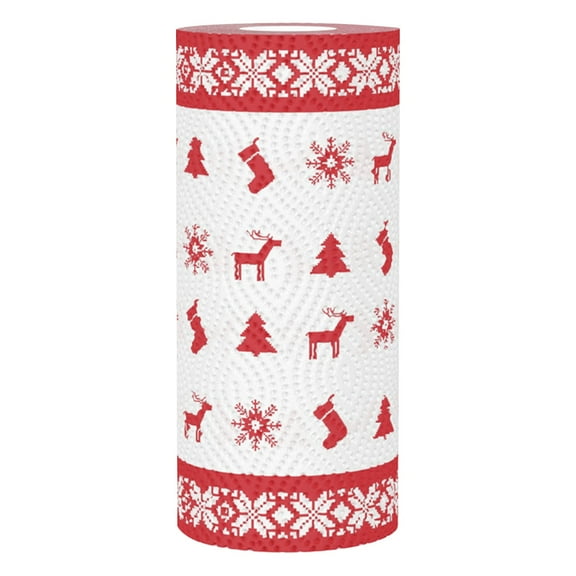 9.1"x3.5" Christmas Paper Towels for Kitchen, Disposable Christmas Print Paper Towel Rolls, Highly Absorbent Hand Towels for Holiday Kitchen Business Resturant