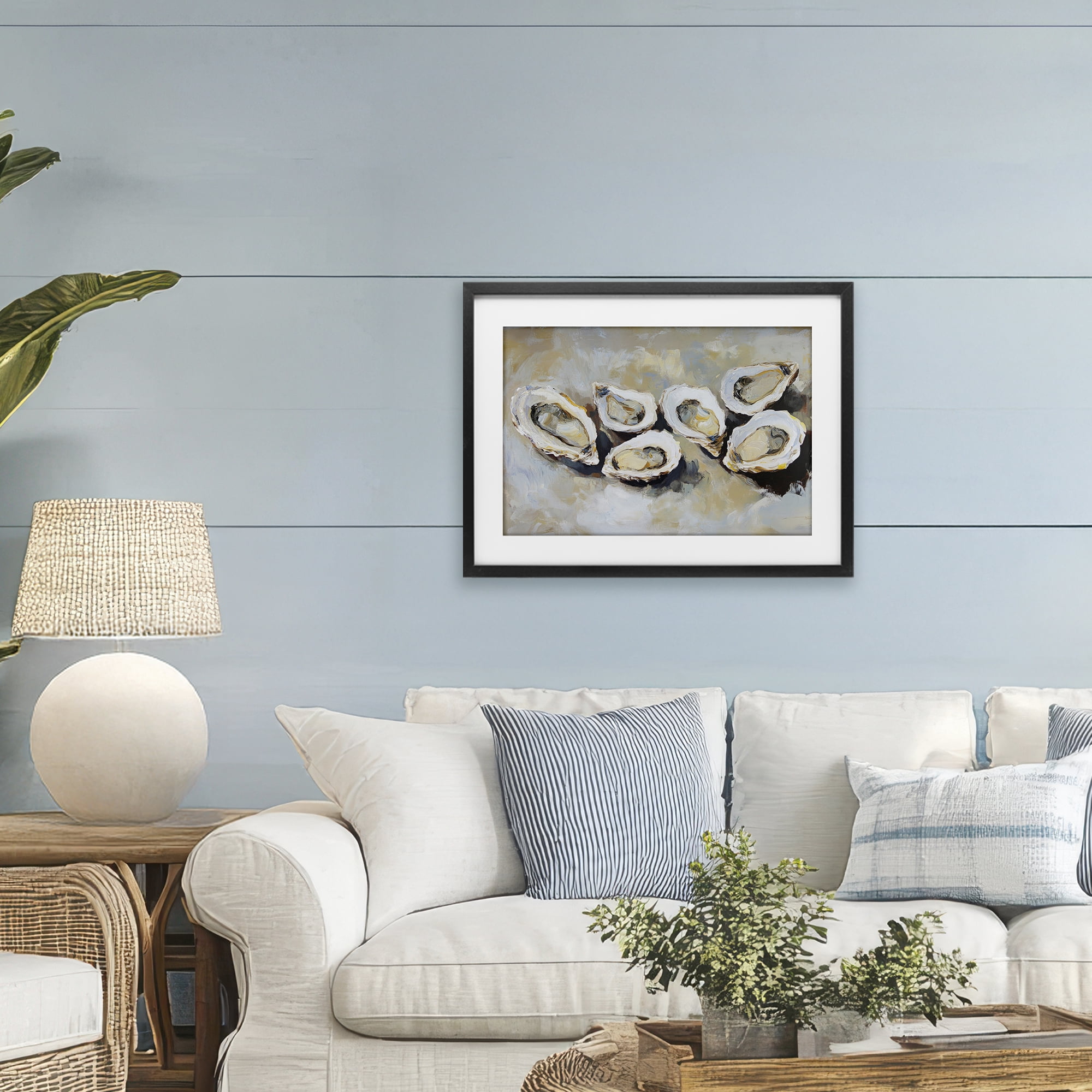 Stupell Industries Line of Oysters in Neutrals Black Framed Print Under Glass, design by Sisi and Seb