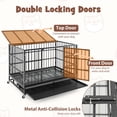 thumbnail image 6 of Pefilos 48 Inch Heavy Duty Dog Crate, Escape Proof Dog Cage Kennel with Lockable Wheels, Extra Large House Indoor for Large Dog with Removable Tray, Black, L, 6 of 9