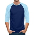 thumbnail image 7 of 3/4 Sleeve Shirts Mens Three Quarter Sleeve Baseball Tee Raglan Sleeve Blouses Dark Blue 3XL, 7 of 7