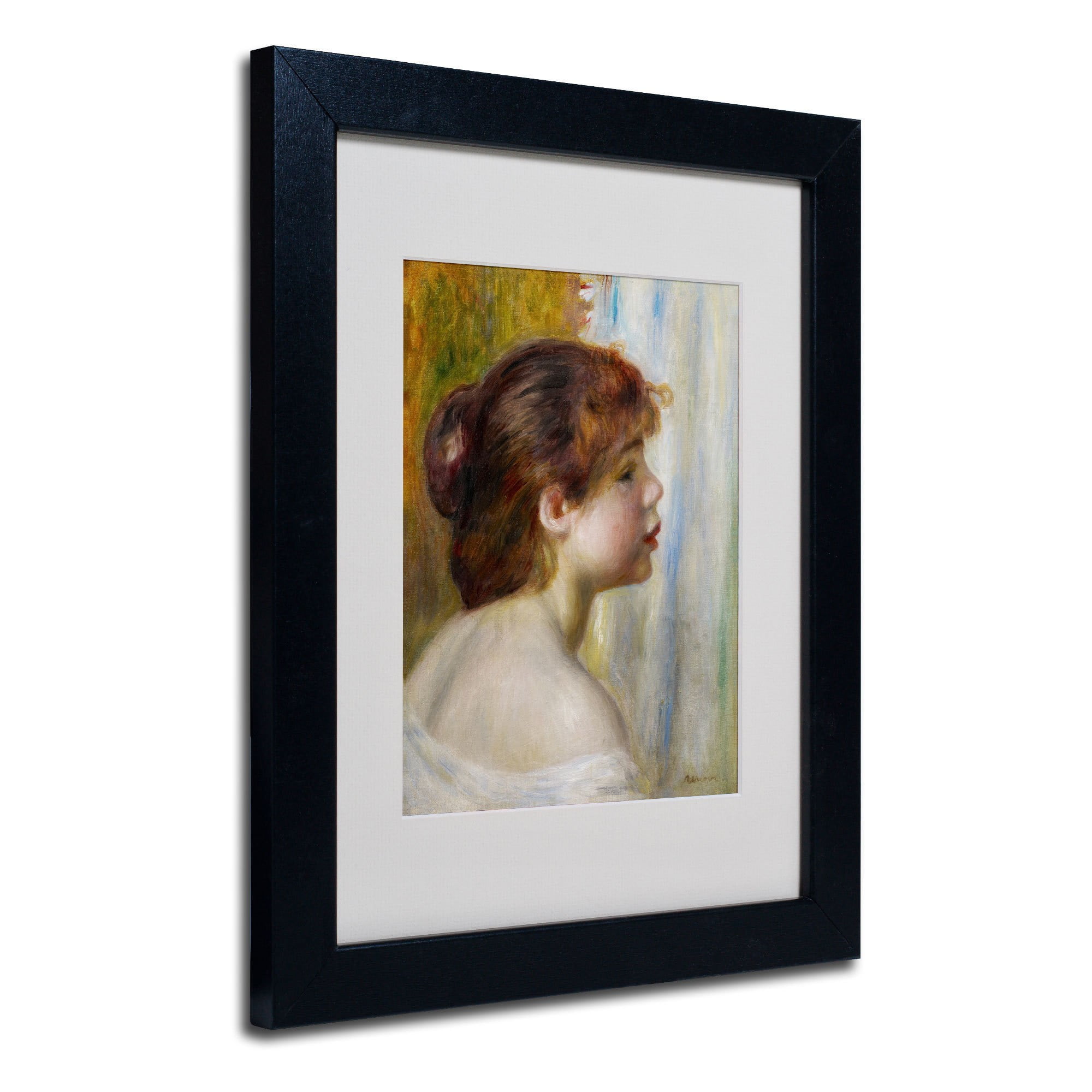 Trademark Fine Art "Head of a Young Woman" Canvas Art by Pierre Renoir, Black Frame