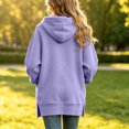 thumbnail image 3 of Jalioing Girls Long Hoodies Oversized Long Sleeve Side Slit Pullover Tops Fashion Solid Hooded Sweatshirt with Pocket, 3 of 7