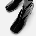 thumbnail image 4 of FSJ Women Classic Square Closed Toe Ankle Boots Side Zipper Chunky High Heel Mid Calf Stretch Short Bootie Comfortable Shoes Size 7.5 Black, 4 of 4