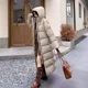 thumbnail image 5 of Chaqueta de plumón larga de invierno 2024 para mujer, chaqueta acolchada con capucha y plumón de pato blanco suelto, abrigo grueso y cálido hasta la rodilla, resistente al viento, 5 of 5