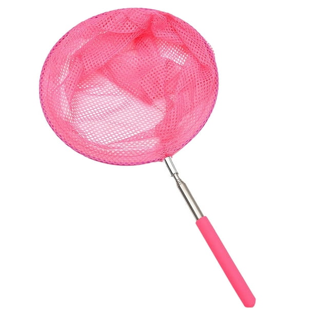 1pc Fishing Net with Handle Stainless Steel Telescopic Fishing Net Catch  Butterflies Catch Insects Nets for Kids (Pink) 