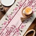 thumbnail image 2 of Happy Mother's Day Cotton Linen Table Runner for Dining Kitchen, Pink Floral Buffalo Plaid Burlap Wedding Outdoor Party Tablerunners Decoration, Dresser Scarf Coffee Tablecloth Runners 13x120 Inches, 2 of 9