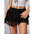 thumbnail image 4 of Women'S Y2K Lace Mini Skirt with Shorts A Line Hight Waisted Ruffle Skirt Skort Black XS, 4 of 8