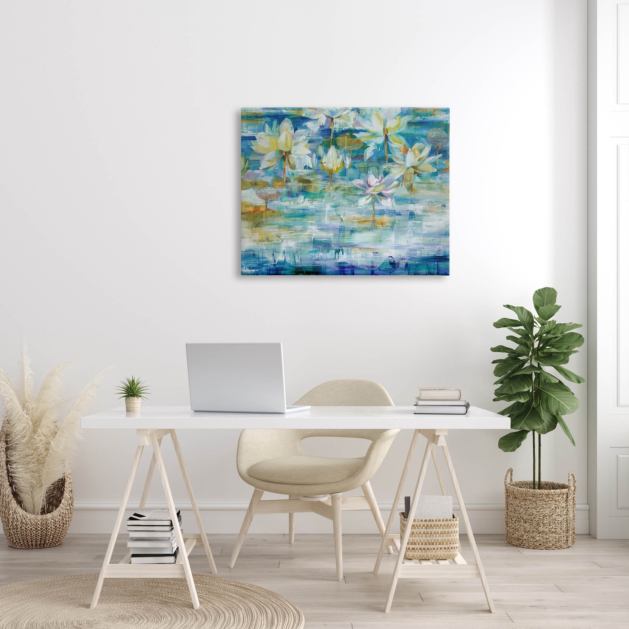 Stupell Industries Lotus Water Lilies Modern Pond Painting Gallery Wrapped Canvas Print Wall Art, Design by Liz Jardine