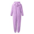 thumbnail image 5 of Bpxiofoy Nightgowns for Women Womens Pajama Sets Artificial Wool Long Sleeve Pajamas Zipper Hooded Pajamas Warm Rompe Cute Ears Sleepwear Womens Loungewear Set Rompers for Women Purple 4Xl, 5 of 6