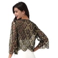 thumbnail image 3 of inhzoy Women's Sequined Bolero Shrug Long Sleeve Cardigan Tops Shawls for Wedding Evening Party Gold One Size, 3 of 6