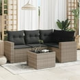 thumbnail image 1 of vidaXL 5 Piece Garden Sofa Set with Cushions Grey Poly Rattan, 1 of 5
